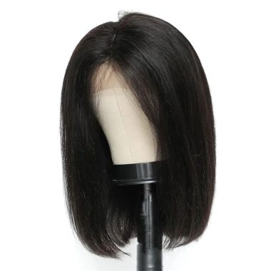100% Brazilian Remy Human Hair Bob Wig Bone Straight Machine Made Lace Front 14 Inch