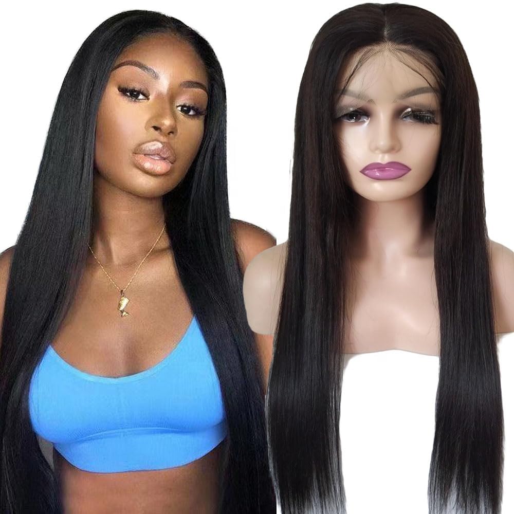 10 Inch 13x4 Pre-Plucked Straight Glueless Brazilian Human Hair Lace Front Wig 130% Density Natural Color