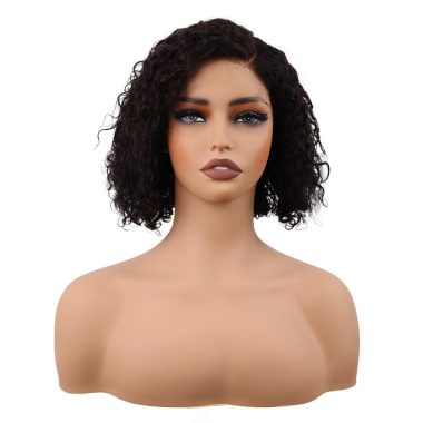 10 Inch Curly Vietnamese Human Hair Wig HD Lace Glueless Closure 180% Density Side Part