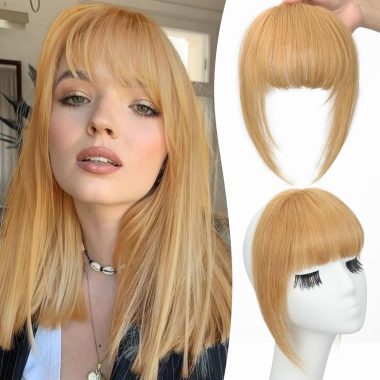 100% Real Human Hair Clip in Bangs 27# Ash Blonde with 3 Safety Clips