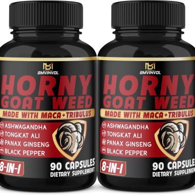 BMVINVOL 2 Packs Horny Goat Weed Capsules with Maca Ginseng 180 Count