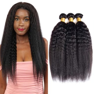 WuvuSnm 24 26 28 Inch Yaki Straight 1B Natural Color Human Hair 3 Bundles
