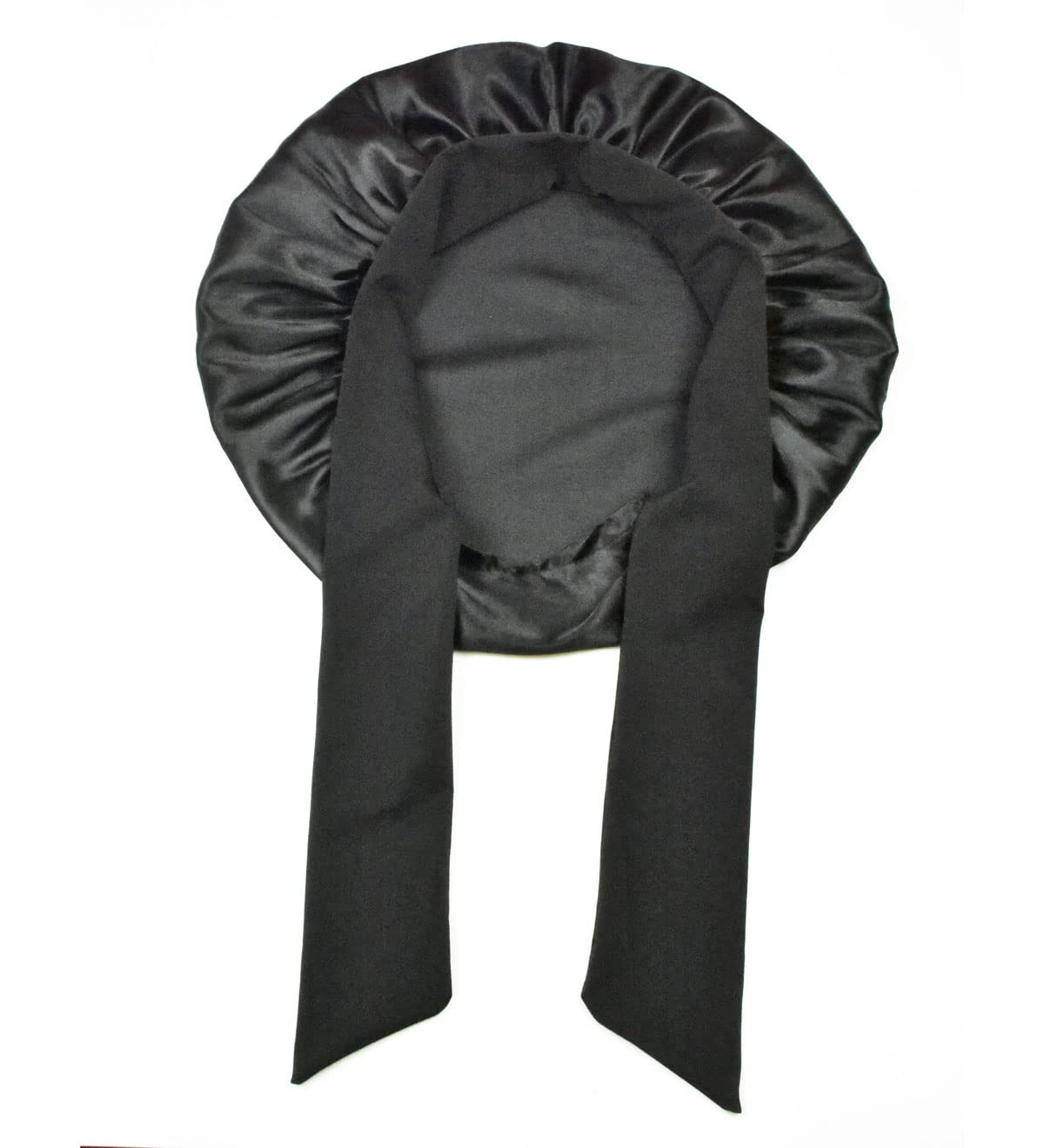Large Black Silk Sleeping Bonnet Satin Sleep Cap for Curly Hair Care - Image 6
