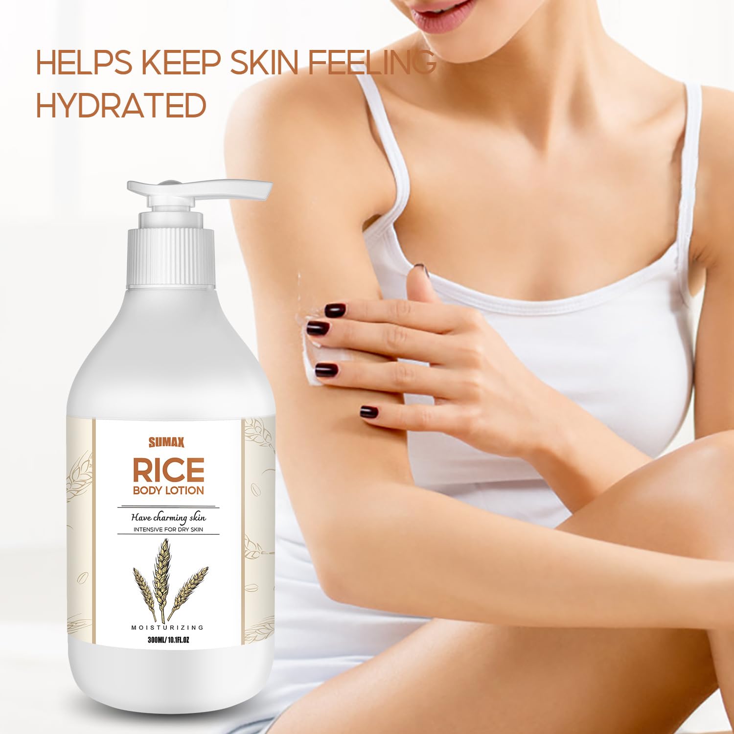 Rice Extract Moisturizing Skin Lotion 10.1oz Hydrates Dry Skin Instantly Face Body - Image 2