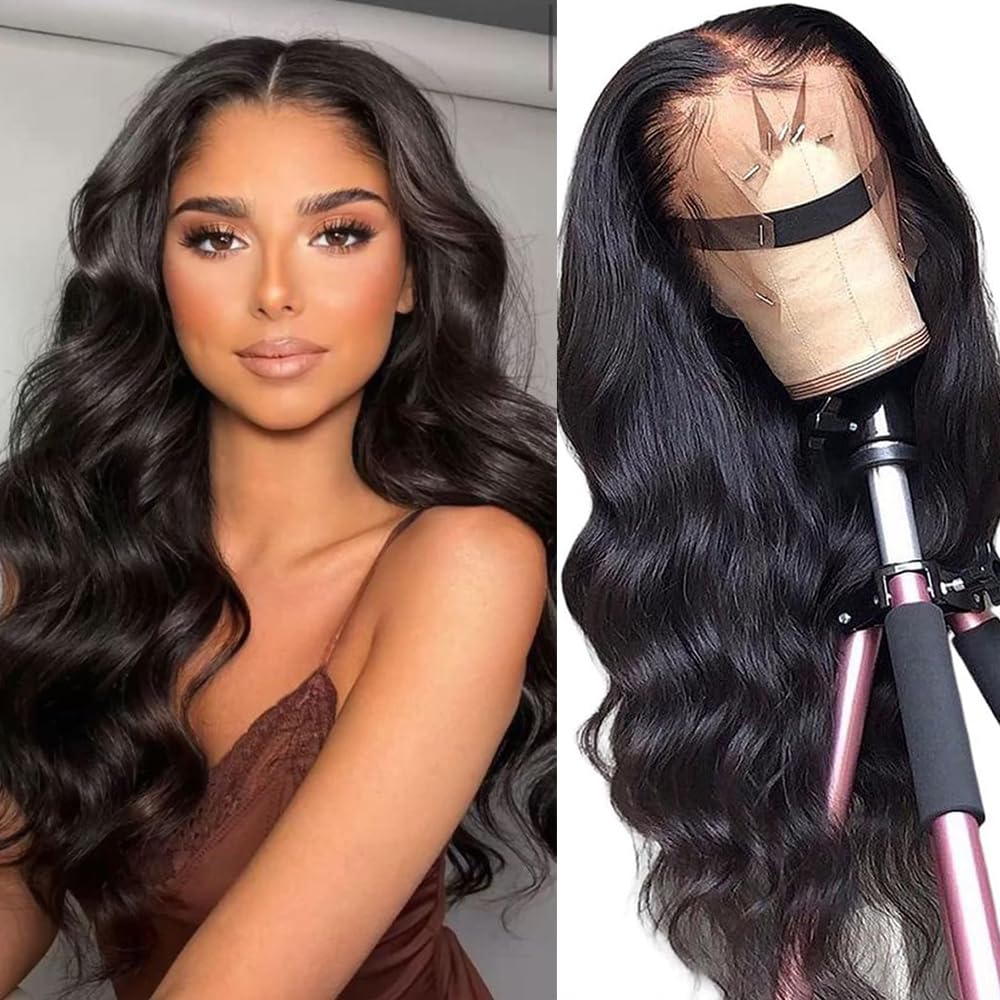 20 Inch 13x4 Body Wave Glueless Pre Plucked Human Hair Lace Front Wig 180% Density