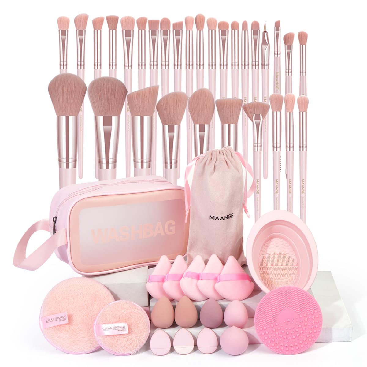 MAANGE 49-Piece Premium Synthetic Makeup Brush Set Foundation Powder Eyeshadows