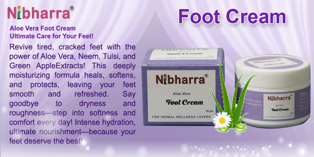 Nibharra Aloe Vera Foot Cream for Cracked Heels and Dry Feet, 50 gms - Image 2