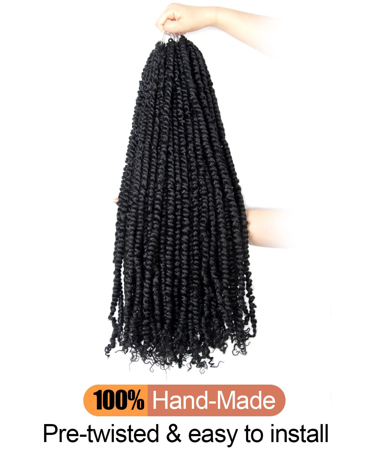24 Inch Pre-Looped Crochet Passion Twist Hair 8 Packs Natural Black - Image 5