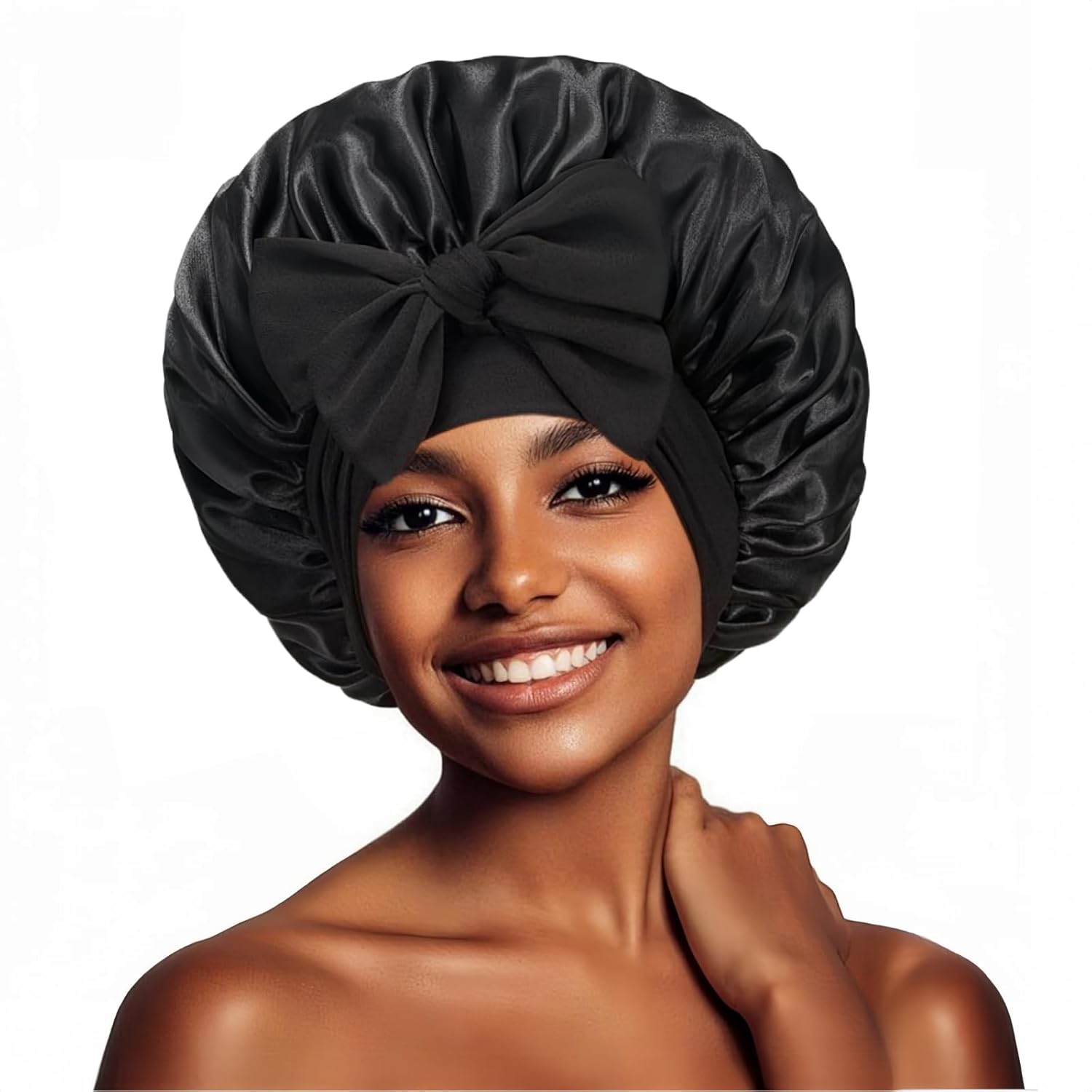 Adjustable Satin Silk Sleeping Bonnet for Women with Tie Band, Ideal for Curly Hair - Image 2