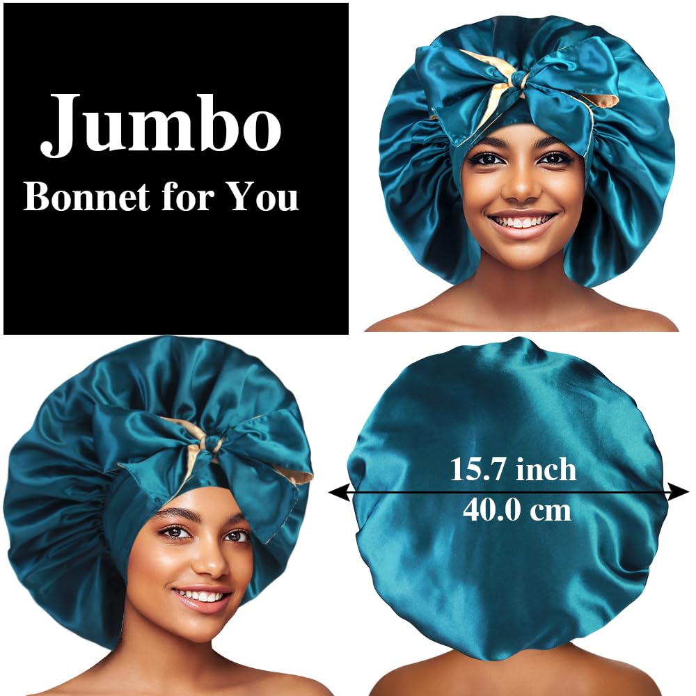 2 Extra Large Double Layer Satin Bonnets for Sleeping Hair Protection - Image 3
