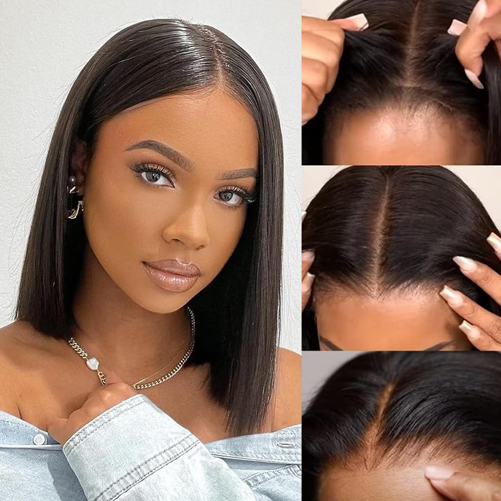12 Inch Glueless Bob Wig 180 Density Pre Plucked Natural Hairline HD Lace Closure