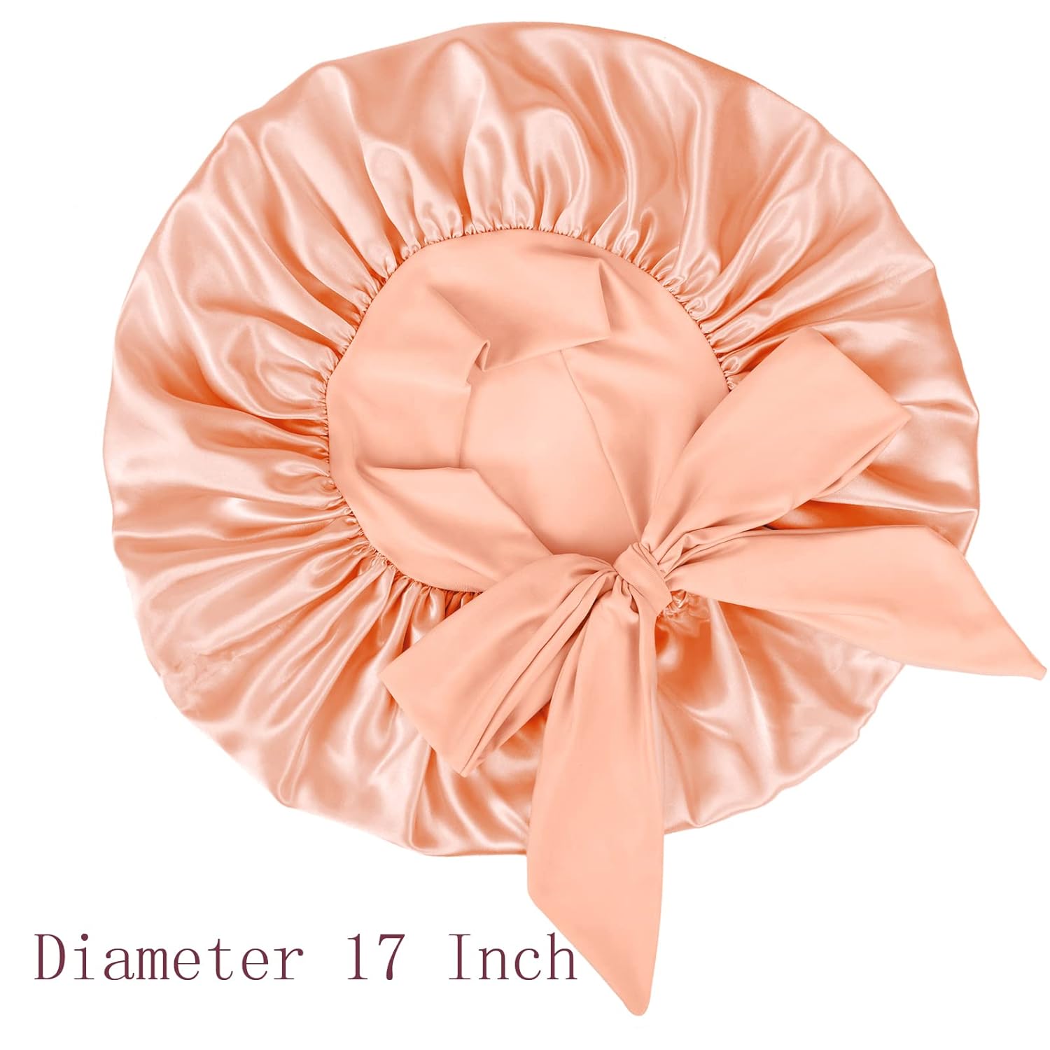 Jumbo Size Salmon Pink Satin Silk Bonnet for Sleeping Adjustable Night Cap - Image 3