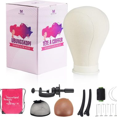 Neverland Beauty 23-Inch Canvas Wig Head Stand Set with T-Pins and Clips
