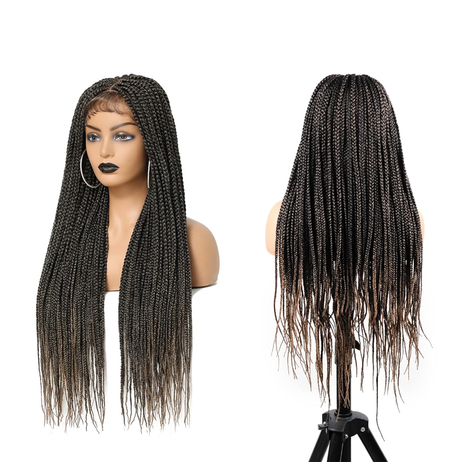 Handmade Miz Barn 30-inch Swiss Lace Front Box Braided Wig for Black Women