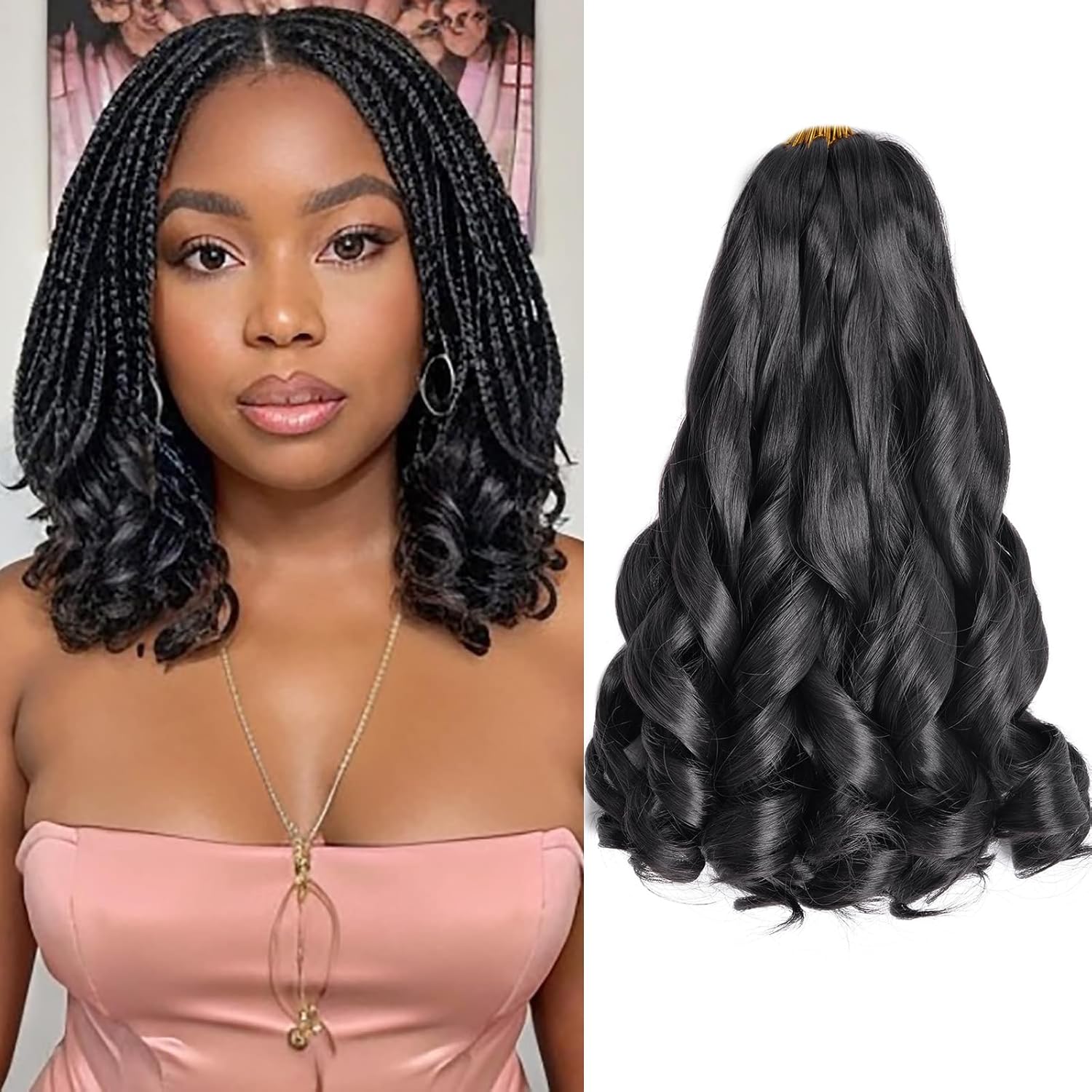 12 Inch French Curl Braiding Hair 8 Packs Natural Black Pre-Stretched Extensions
