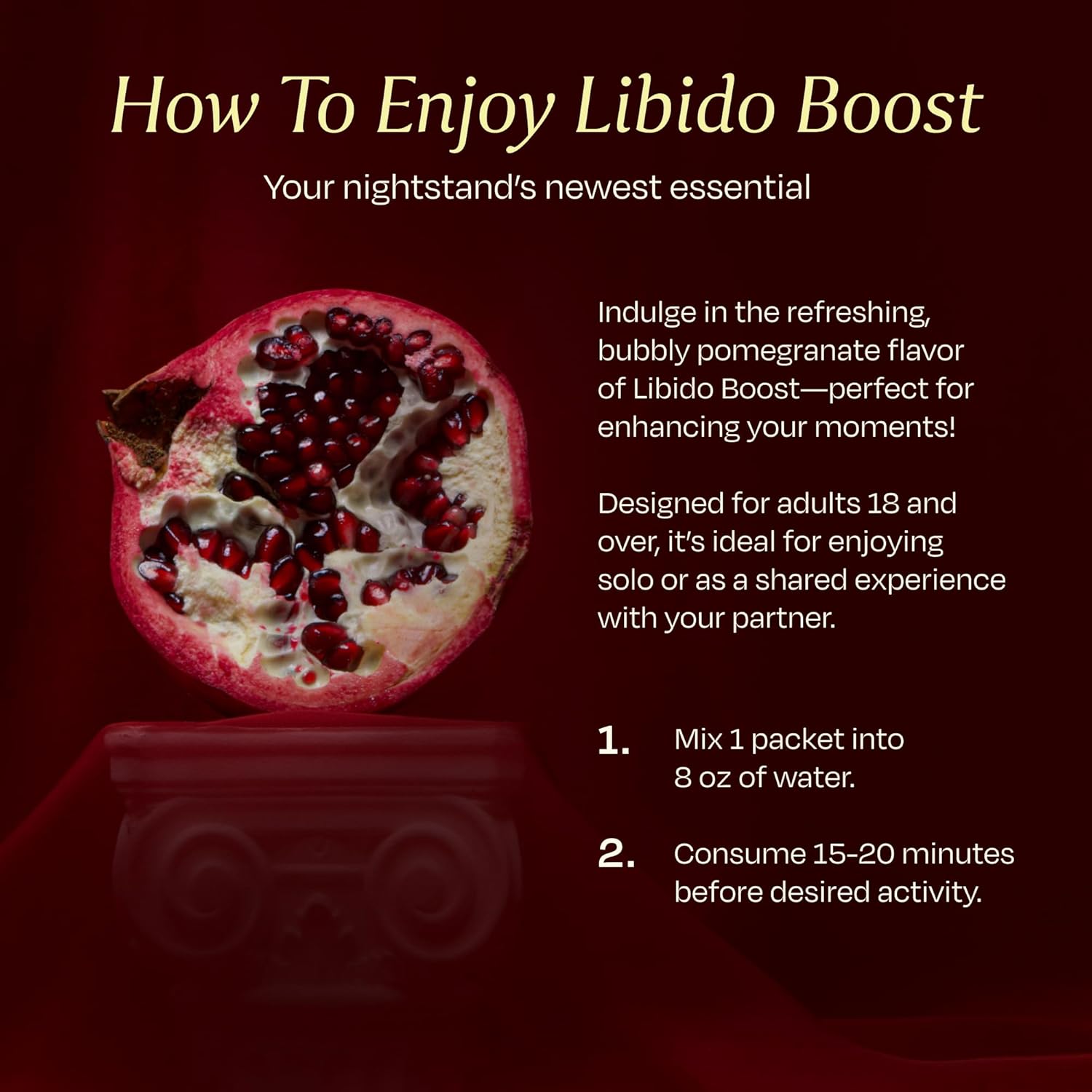 BOND Libido Booster for Women and Men – Effervescent Pomegranate Drink Mix, Natural Aphrodisiac with Ingredients to Support Wellness, Promote Relaxation, Uplift Mood & Enhance Focus - 14 Pack - Image 5