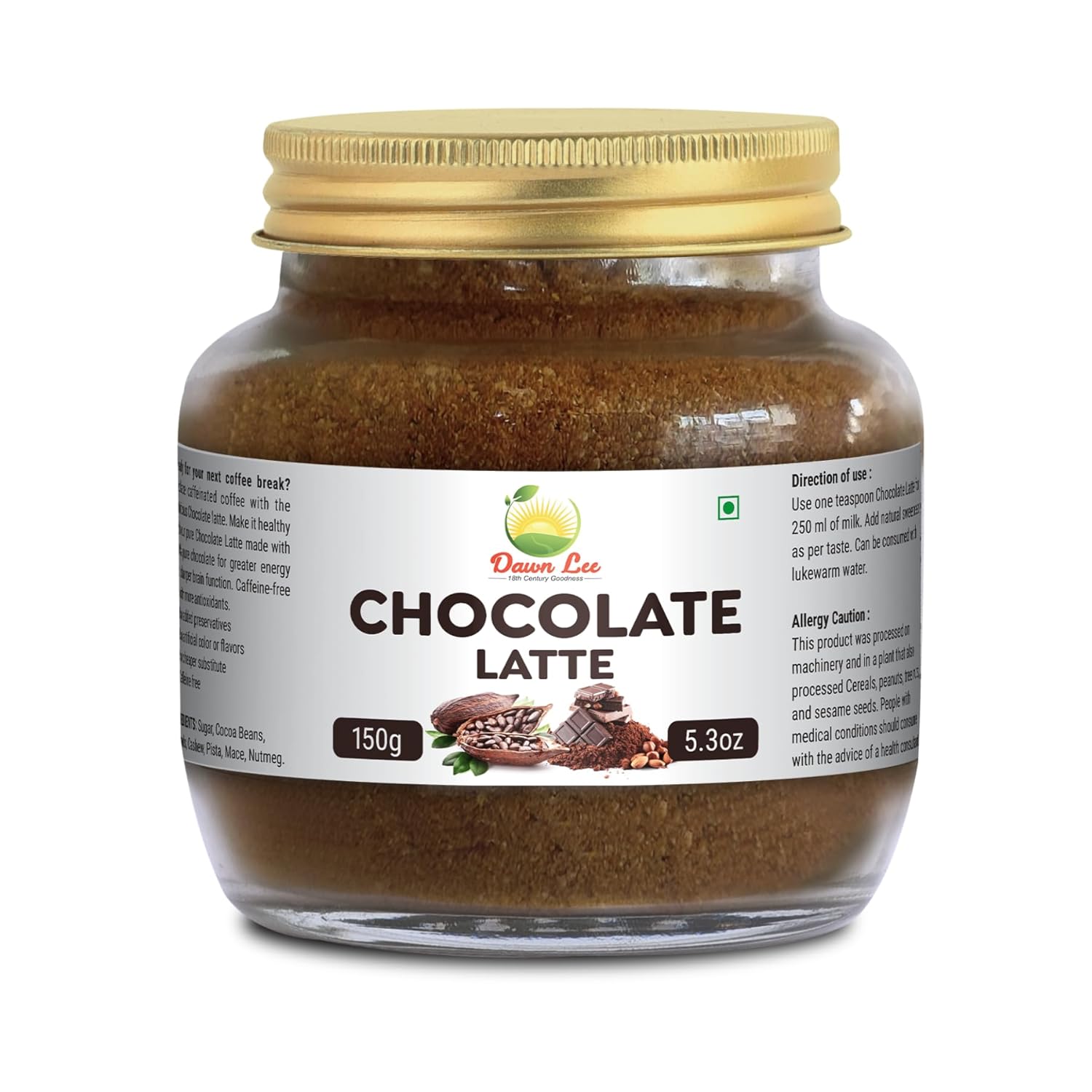 Dawn Lee Chocolate Latte Health Drink 150g Sugar-Free Milk Powder with Natural Herbs