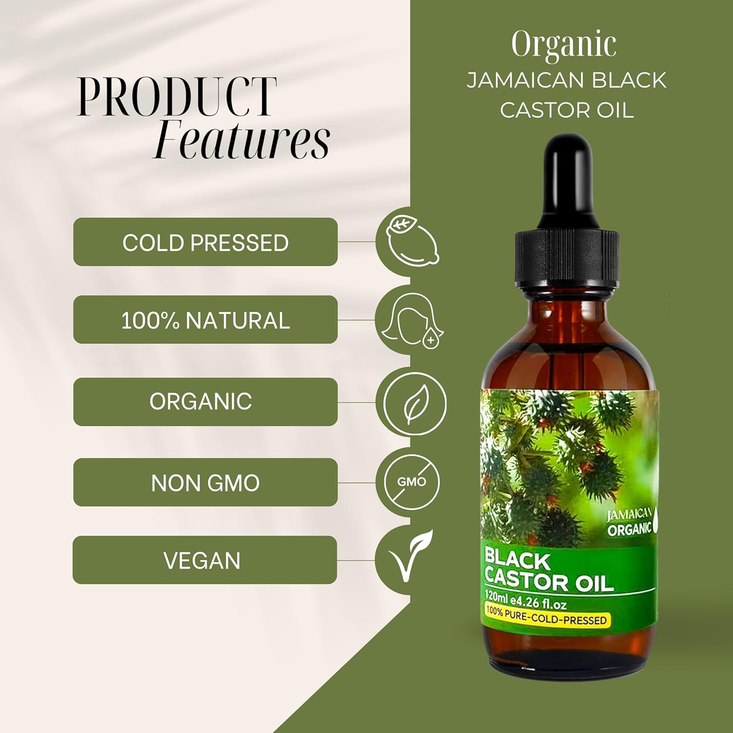 120ml Organic Cold Pressed Jamaican Black Castor Oil Pure for Hair Skin Nails - Image 2