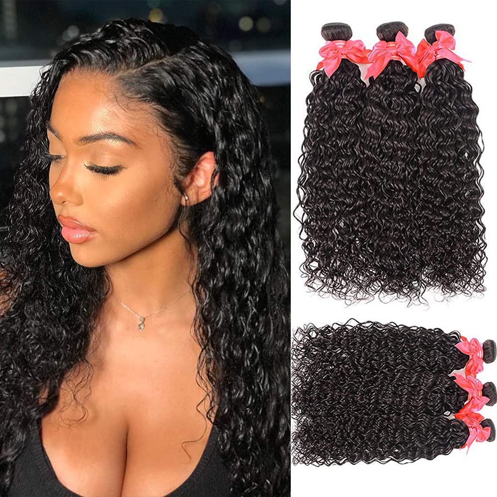 Miss GAGA 9A Brazilian Virgin Water Wave Hair Bundles 100% Unprocessed Remy (16 18 20 inches)