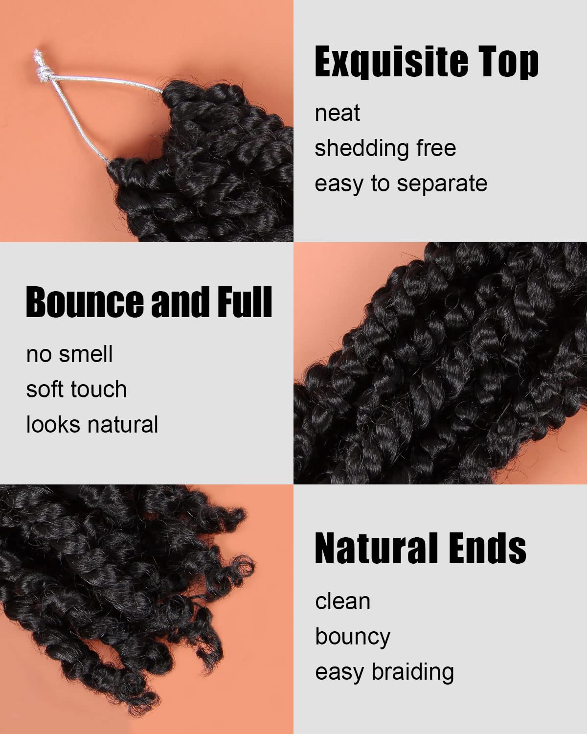 24 Inch Pre-Looped Crochet Passion Twist Hair 8 Packs Natural Black - Image 3