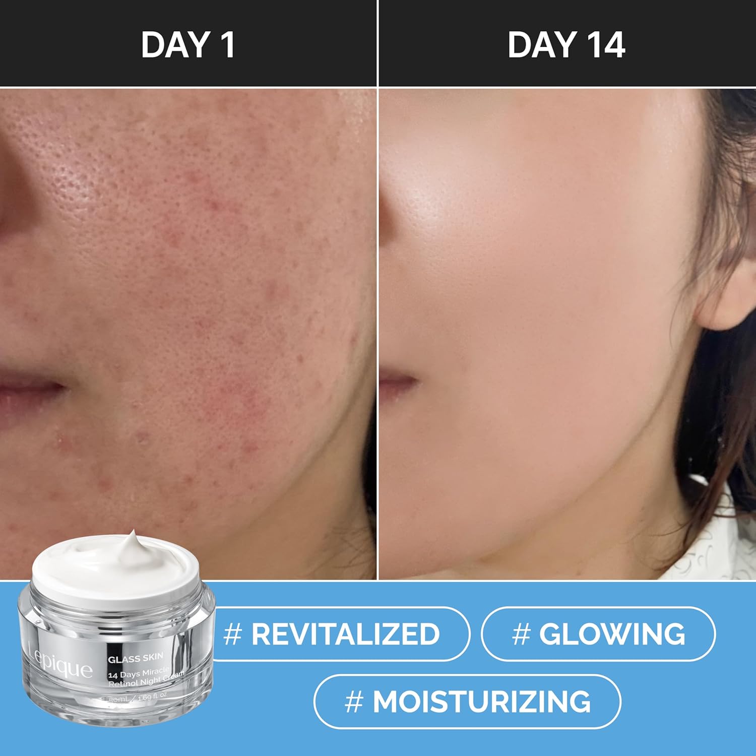 Glass Skin 14-Day Miracle Retinol Night Cream 1.69oz with Collagen and Centella for Anti-Aging - Image 5