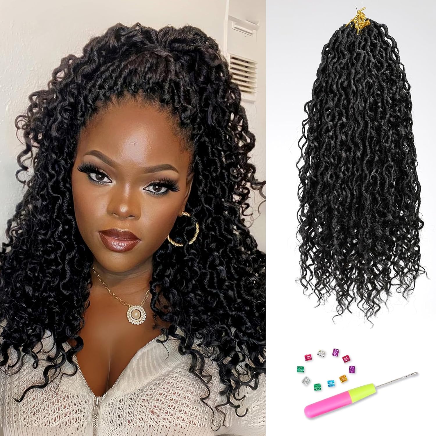 HAIRCUBE 12 Inch Curly Deep Faux Locs Crochet Hair for Black Women 6 Packs Bundle