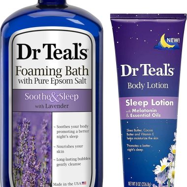 Dr Teal's Relaxing Lavender Foaming Bath and Body Lotion Gift Set 2 Pack 42oz Total