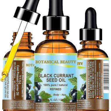 Botanical Beauty Black Currant Seed Oil 4 Fl Oz Pure Cold Pressed Carrier Oil for Skin Hair Nails