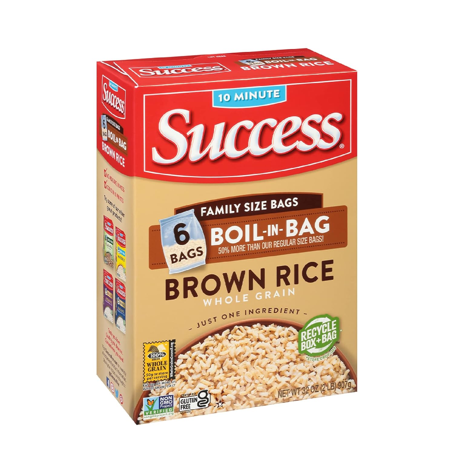 Success Boil-in-Bag Brown Rice 32 Ounce Box Easy Meal Prep