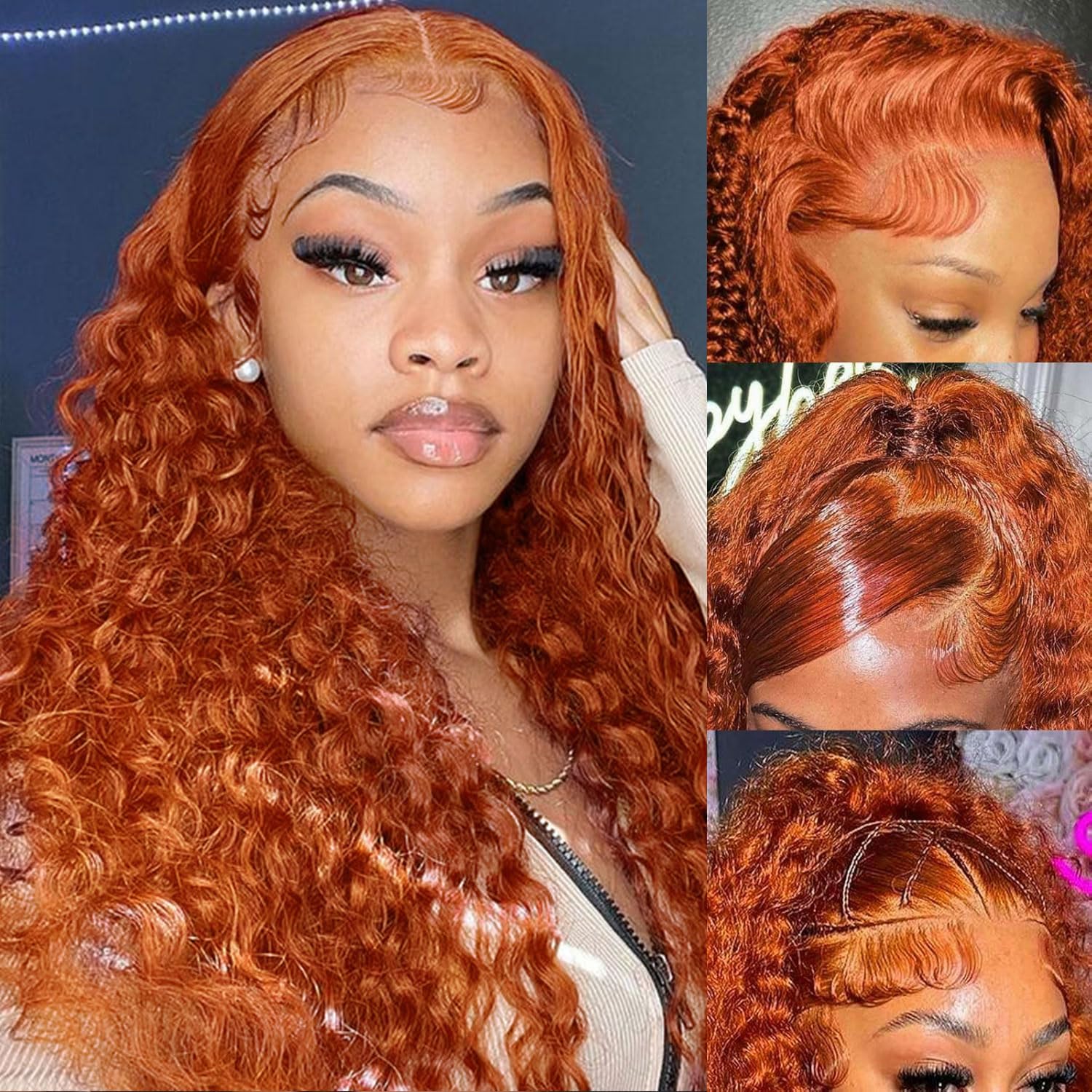 Ginger Deep Wave 20 Inch HD Transparent Lace Front Wig 180% Density Pre-Plucked