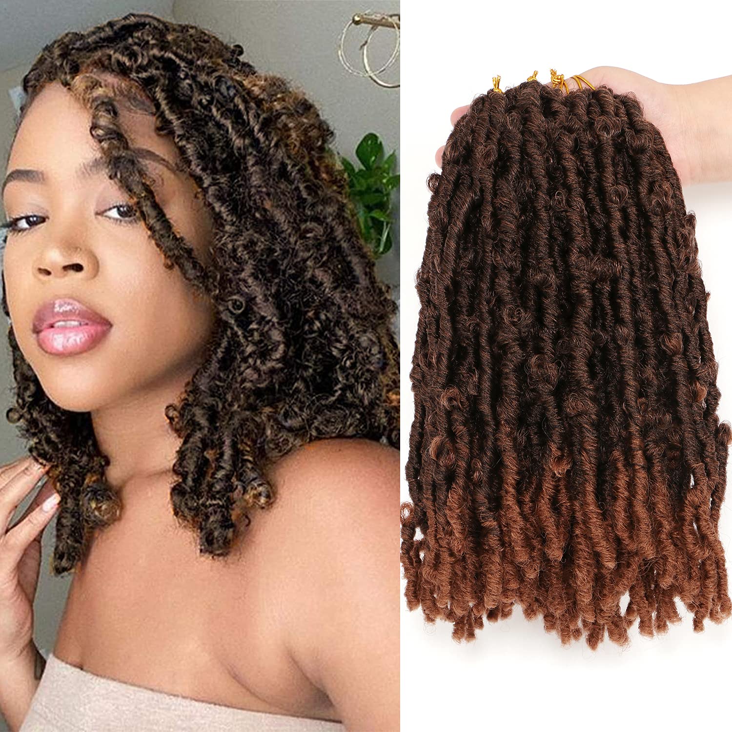 12 Inch 7 Pack Distressed Butterfly Locs Crochet Hair for Women