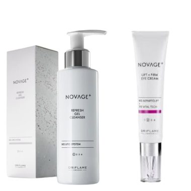 NOVAGE+ Night Cream 50ml, Refresh Gel Cleanser 150g, and Lift+ Firm Eye Cream 15g Set