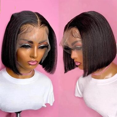 Wjnvfioo 10 Inch Short Straight Bob Human Hair Wig 4x4 Transparent Glueless Remy Wig