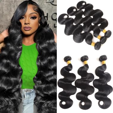 100% Unprocessed Brazilian Virgin Human Hair Body Wave Bundles 16 18 20 Inch Natural Black Quick Weave
