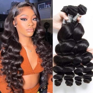 10 12 14 Inch 3 Piece Set Unprocessed Brazilian Virgin Loose Wave Human Hair Bundles for Black Women