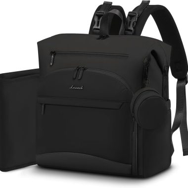 LOVEVOOK Waterproof Diaper Backpack for Mom Dad Baby Changing Pad Black