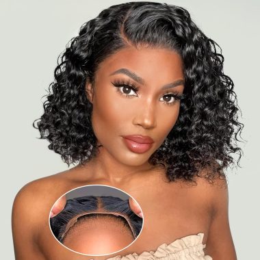 10 Inch Glueless Short Curly Bob Human Hair Lace Front Wig for Black Women Pre Plucked Pre Cut 4x4 Closure with Elastic Band