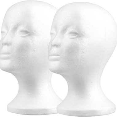 Wig Heads Styrofoam 2 Pack, Foam Heads for Wigs, Mannequin Headset Wig Display Stand Display Hair, Halloween Props, Hats and Hairpieces, Mask for Home, Salon and Travel