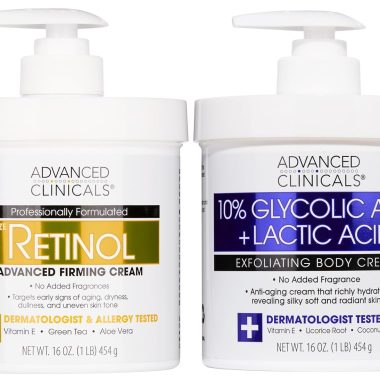 Advanced Clinicals Retinol & 10% AHA Body Cream Moisturizer Skincare Set 2-Piece