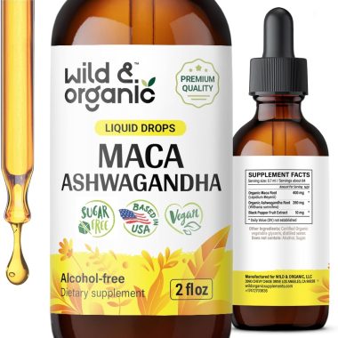 Wild & Organic Maca Ashwagandha 2 fl oz Vegan Alcohol-Free Tincture for Men Women