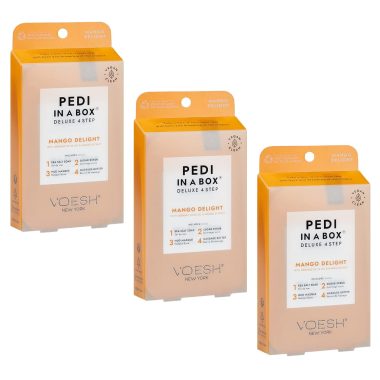 VOESH Mango Delight 4-Step Pedi in a Box 3 Pack At-Home Pedicure Foot Treatment Set