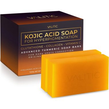 VALITIC Kojic Acid Soap 2 Pack for Hyperpigmentation with Glutathione Collagen Vitamin C Turmeric