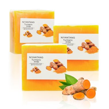 3 Pack Turmeric Soap Bar Natural Handmade Coconut Oil Face Body Gentle Cleanser 130g
