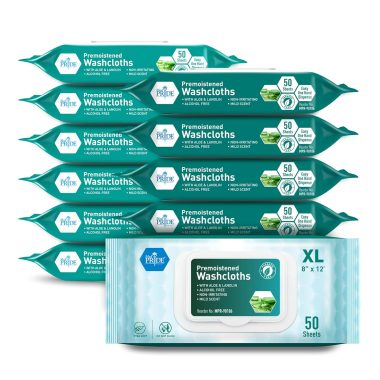 MED PRIDE 600 Count 8x12 Inch Aloe Lanolin Infused Adult Wet Washcloths
