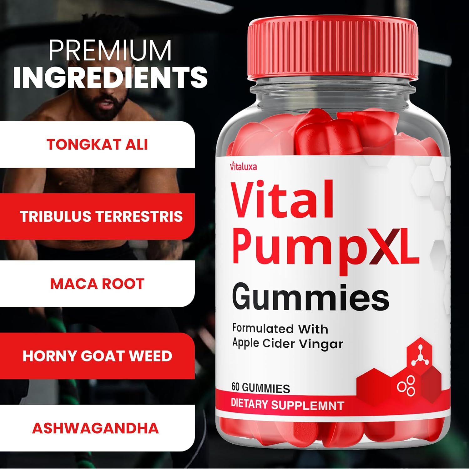 (2 Pack) Vital Pump XL Gummies for Men, 120 Count Extreme Performance Advanced Formula Supplement - Image 2