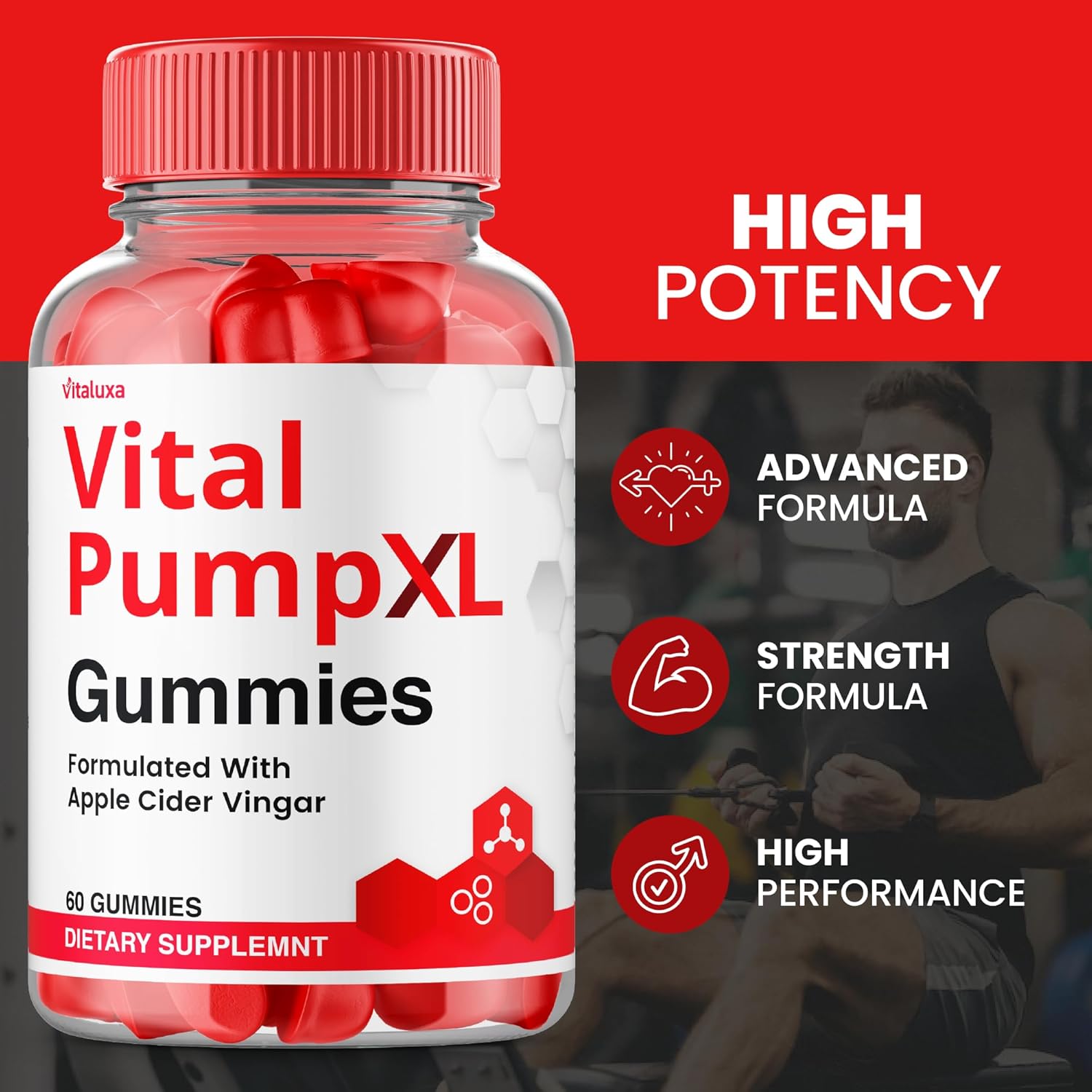 (2 Pack) Vital Pump XL Gummies for Men, 120 Count Extreme Performance Advanced Formula Supplement - Image 3
