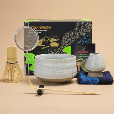 TEANAGOO 7-Piece Matcha Whisk Set with Ceramic Bowl for Authentic Tea Ceremony and Lattes