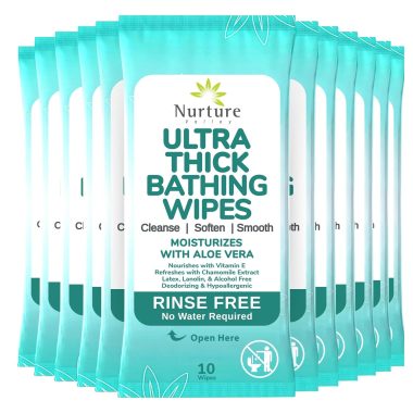 Nurture XL Ultra Thick Body Wipes for Adults 120 Extra Large Disposable No Rinse Cleansing Cloths