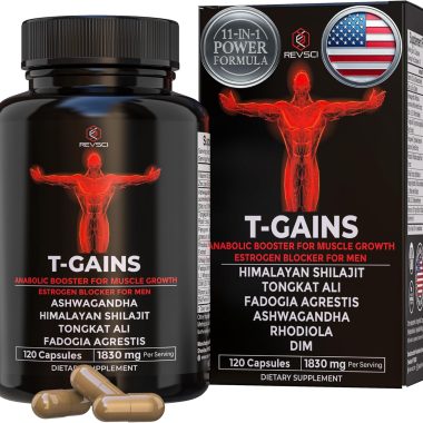 T-GAINS Men's Muscle Builder Anabolic Booster Testosterone Supplement 120 Caps