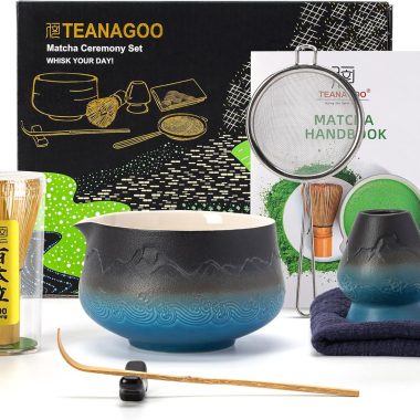 TEANAGOO 7 Piece Ceramic Matcha Whisk Set for Making Breakfast Lattes and Ceremonial Tea